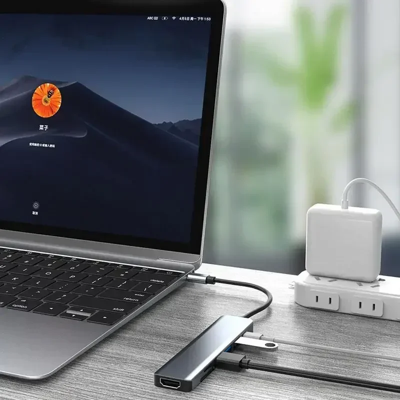 8in1 USB C Hub الألومنيوم 3.0 2.0 منافذ SD TF قارئ بطاقات 35 مللي متر Aux لماك بوك برو الهواء الكمبيوتر المحمول اللوحي الفاصل محول ملحق #6