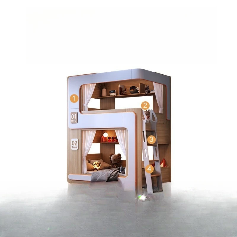 Simple small apartment bunk bed double-decker children's suspension bed with high guardrails do not disturb each other