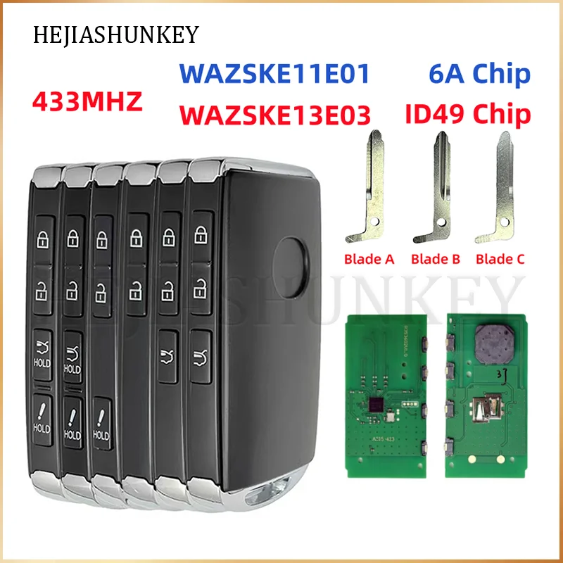 WAZSKE11E01 WAZSKE13E03 6A/ID49 Chip 433MHz Proximity Car Remote Key For Mazda Axela CX30 CX-30 CX-5 CX-8 CX-9 2016-2021