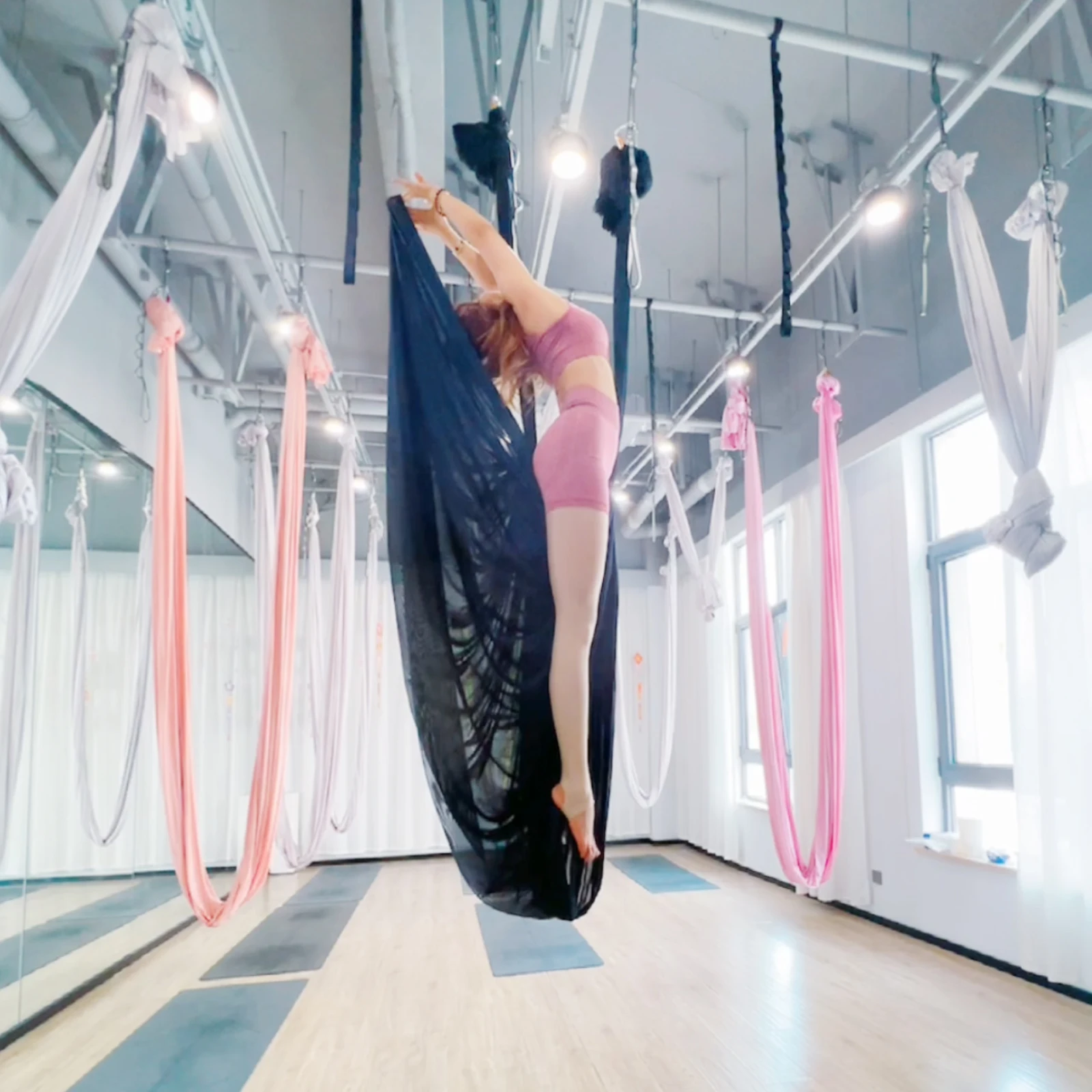 6-Meter Transparent Aerial Yoga Hammock Fabric, Aerial Silk Net, Low-Elasticity Yoga Swing, Fitness Stretch Band view 6