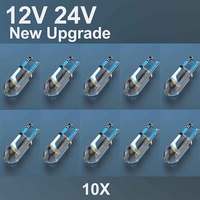 10X Newest W5W Led T10 Car Light COB Glass 6000K White Auto Automobiles License Plate Lamp Dome Read DRL Bulb Style 12V 24V