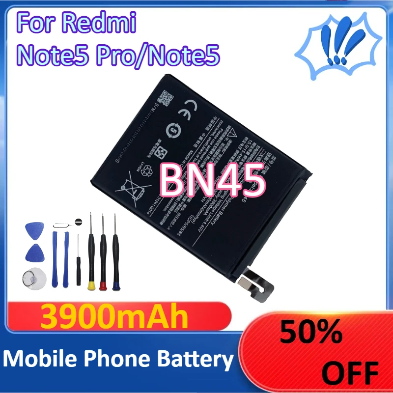 بطارية هاتف محمول جديدة BN45 بقدرة 3900 مللي أمبير في الساعة لبطارية Redmi Note5 Pro/Note5 + أدوات