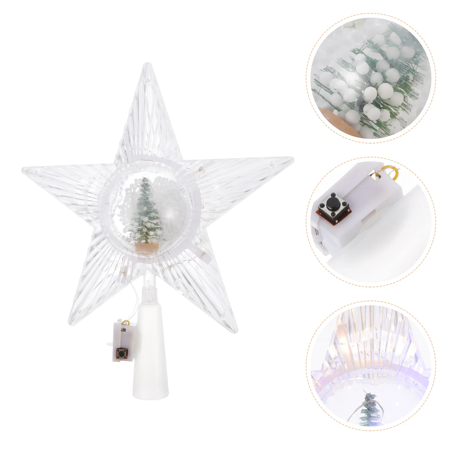 

Christmas Decorations Tree Top Star Household Shine Decorative Party Transparent for Accessory Supply