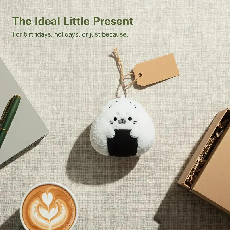 Llavero de peluche de foca con diseño de arroz y verduras Kawaii, bonito amuleto de peluche de foca de sushi para bolso, colgante de pingüino suave, regalos para niñas