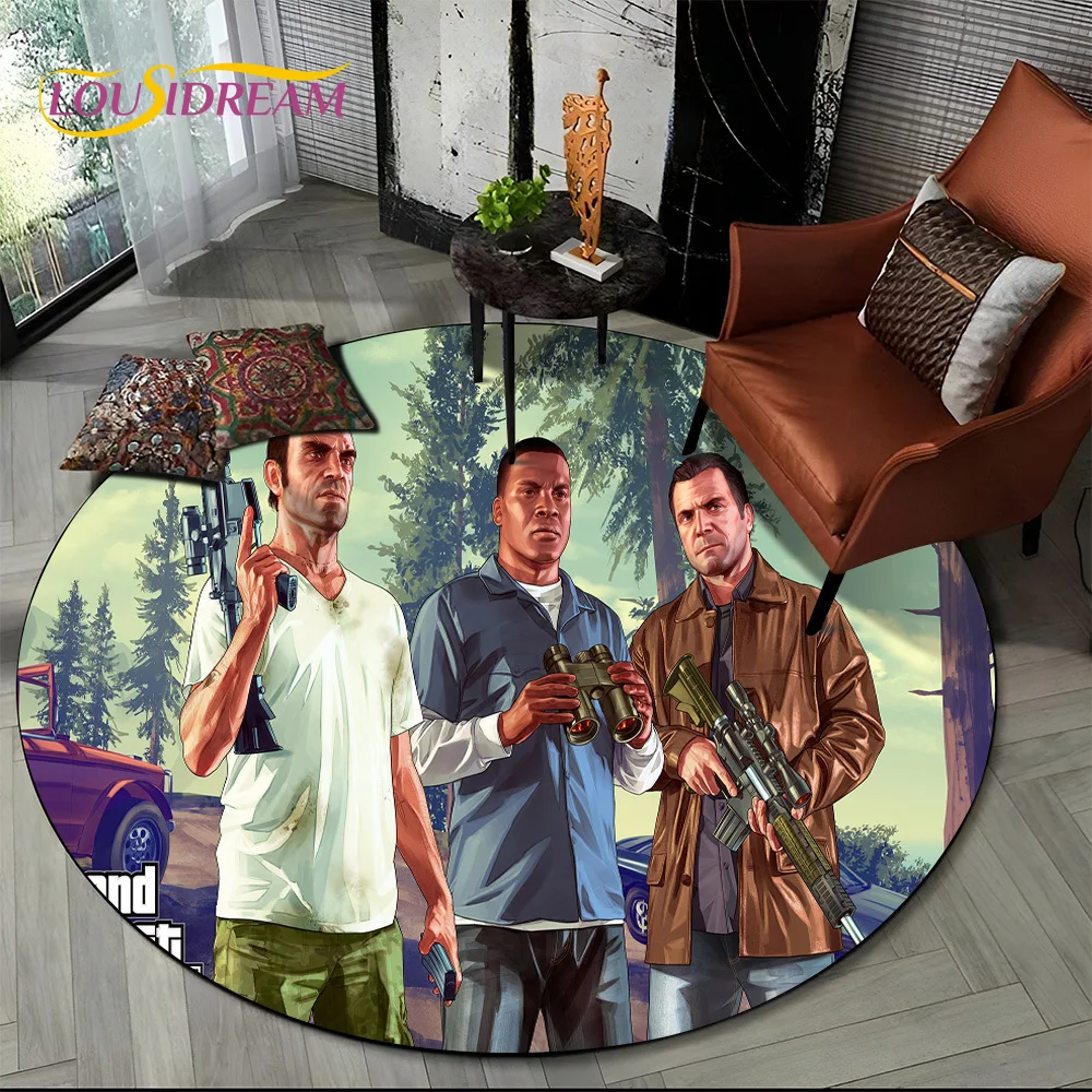 Grand Theft Auto Games GTA, игровой круглый ковер, ковер для гостиной, спальни, детской комнаты, ковер для зоны животных, нескользящий напольный коврик