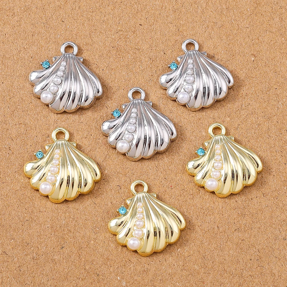 5 Stück 18*18mm Kristall Perle Muschel Charms Anhänger für Schmuckherstellung Ohrringe Halskette Armband DIY handgemachte Accessoires Zubehör – Detail 6