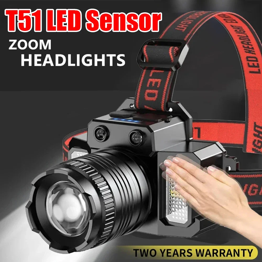 

LED Sensor Headlamp Camping Search Light Head Flashlight Rechargeable Powerful Head Lamp Front Lanterns Headlights 5 Styles