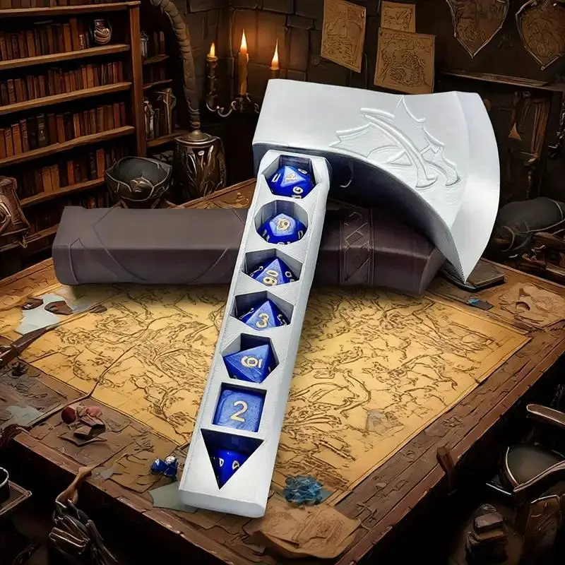 

Tomahawk Dice Storage Box Comes With A Set Of Dice, 22mm Standard Polyhedral Dice Set, Ideal Tabletop Game Room Decoration