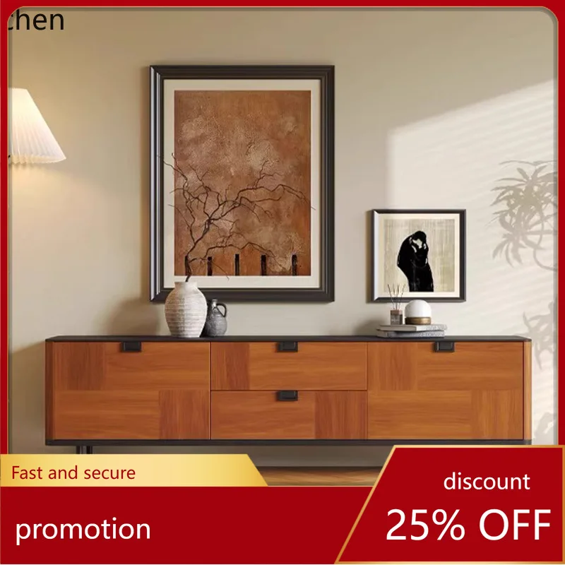 

CZ Vintage Style Solid Wood TV Cabinet Retro Living Room Side Cabinet Italian Minimalist Home Combination Cabinet