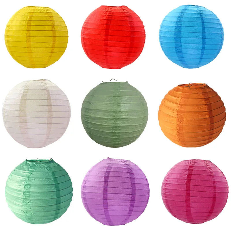 10cm~40cm 1PCS DIY Handmade Painting Chinese Paper Lantern Ball Wedding Christmas Event Party Round Paper Lantern Decorations