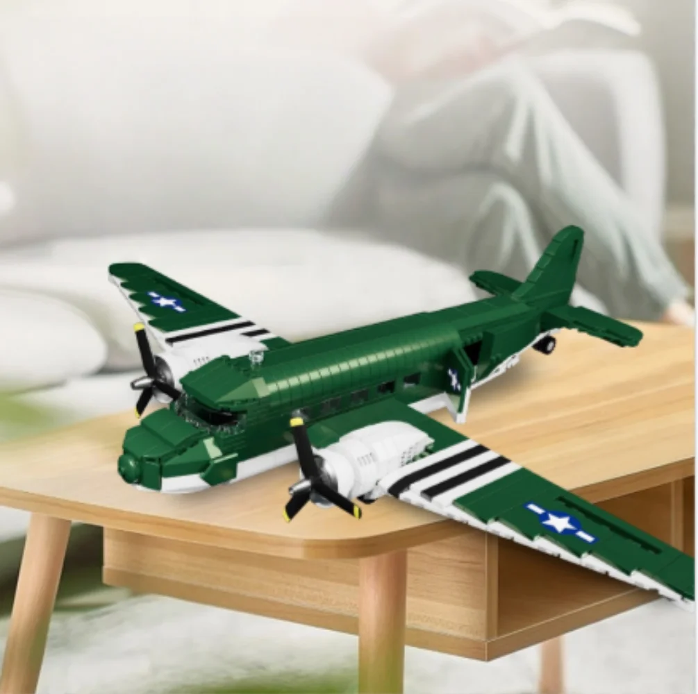 Modelo de Avión de Transporte Militar, C-47 Estadounidense, Avión de Combate Creativo, Modelo de Avión para Armar con Hélice, Juguete para Niños, Colección de Regalos