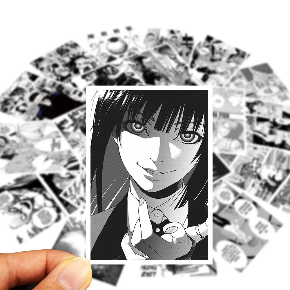 25PCS Black And White Anime Posters Waterproof Stickers Laptop PVC iPad Bicycle Toy Decals