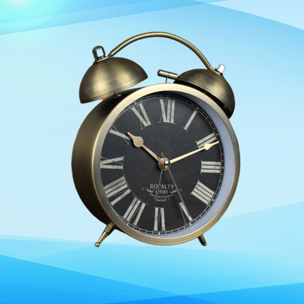 

Retro Metal Alarm Creative Desk Table Clock For Home Decor Bell Ringing Design No Needed Creative Metal Desk