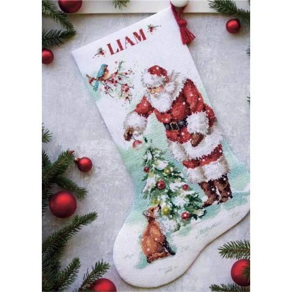 Cross stitch Kit  Canvas Cross Stitch Embroidery Set 25-Dim-70-08999 Santa Claus and little fox Christmas Cross Stitch Set