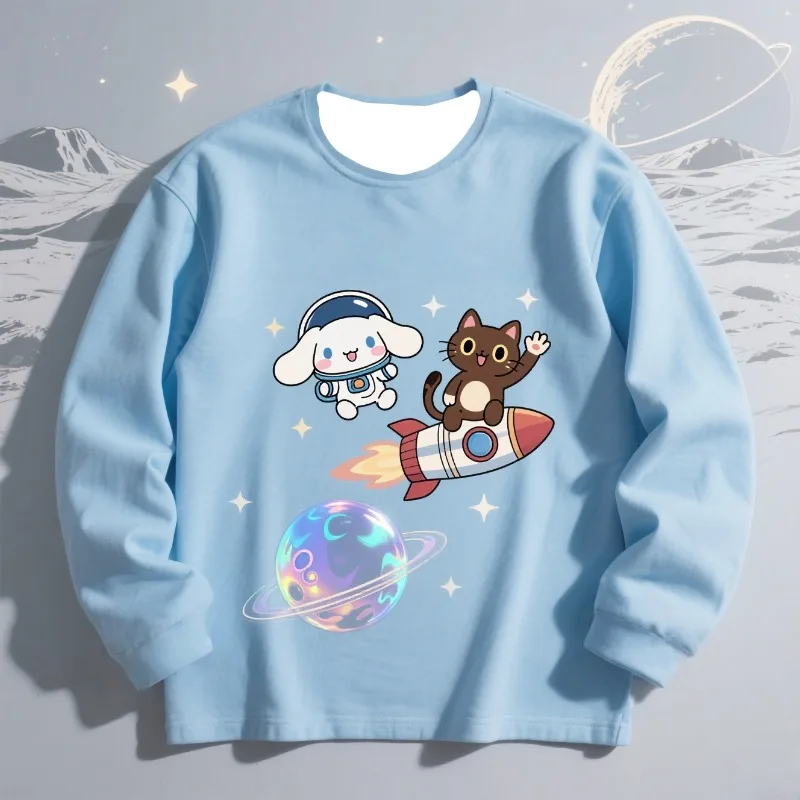 

Самая продаваемая футболка MOTO-Adult с длинным рукавом, Cinnamoroll и кошачий космический принт