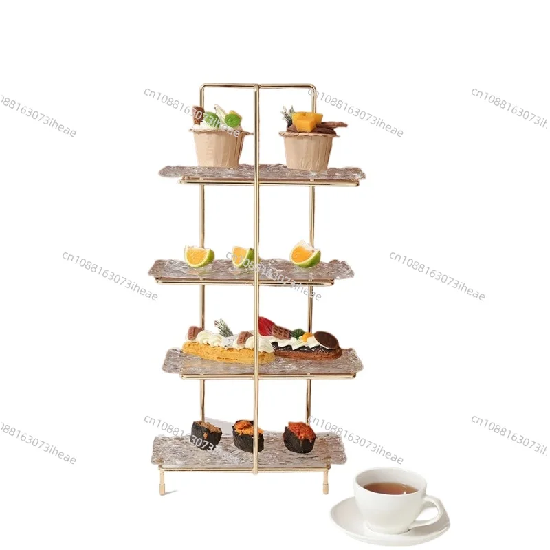 Multi layer Candy Tray Glass European Style Fruit Plate European Tea Table Ornaments Storage Containers Food kitchen Storage G