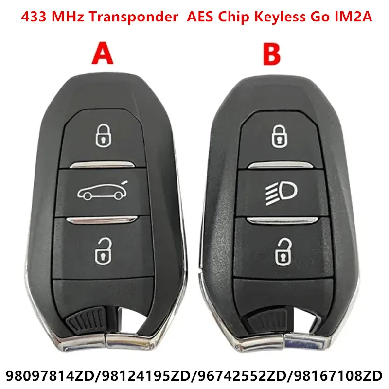 KEYECU Original 3 Button Genuine Smart Remote Key FOB 433MHz Keyless Go IM2A For P-eugeot 308 508 3008 5008 for Citroen C3 C4