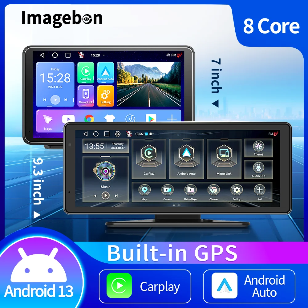 Imagebon 9.3 Inch/7 Inch Android 13 Dash cam Wireless CarPlay&Android Auto Car DVR 5G WiFi Build In GPS Google Store Car Stereo