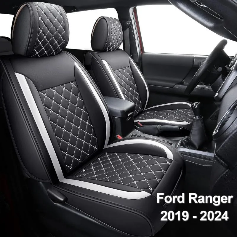 Seat Covers Full Set Durable Waterproof Leather for Pickup Truck Fit for Ford Ranger 2019 to 2024