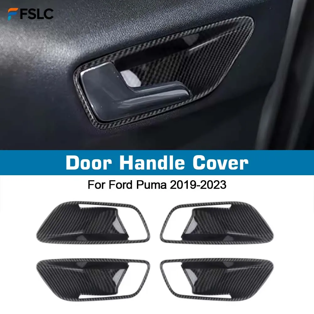 

⭐ Оригинальный ⭐ 4 шт. накладки на внутренние дверные ручки из ABS-пластика под карбон для Ford Puma 2019-2023, аксессуары
