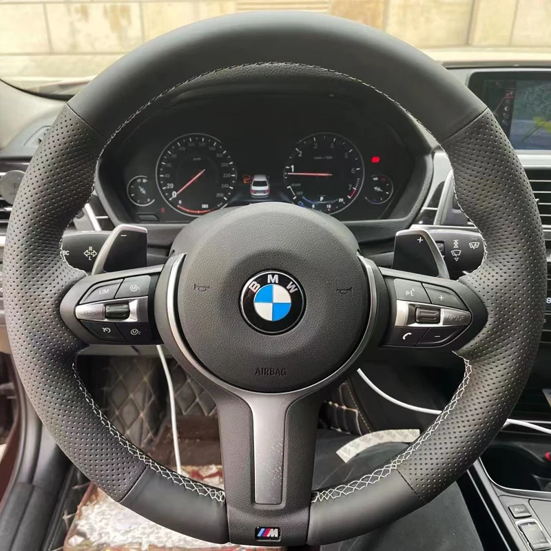 

Hand-stitched Non-slip Car Steering Wheel Braid Cover Soft Leather Fit for BMW X1-X4 F06 F10 F15 F16 F20 F21 F25 F30 F32 F80 F82