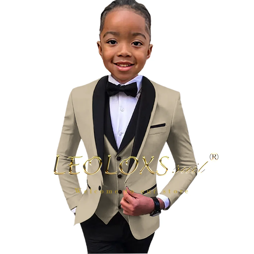 Boys tuxedo 3-piece set (shawl collar jacket + pants and vest) suitable for weddings, parties formal events custom suit suits