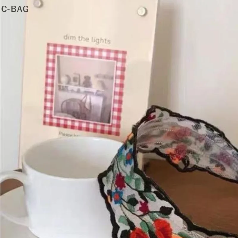 

Elegant Chiffon Embroidered Flower Headband – Sweet Floral Headscarf Hair Tie Women's Fashion Hair Accessories