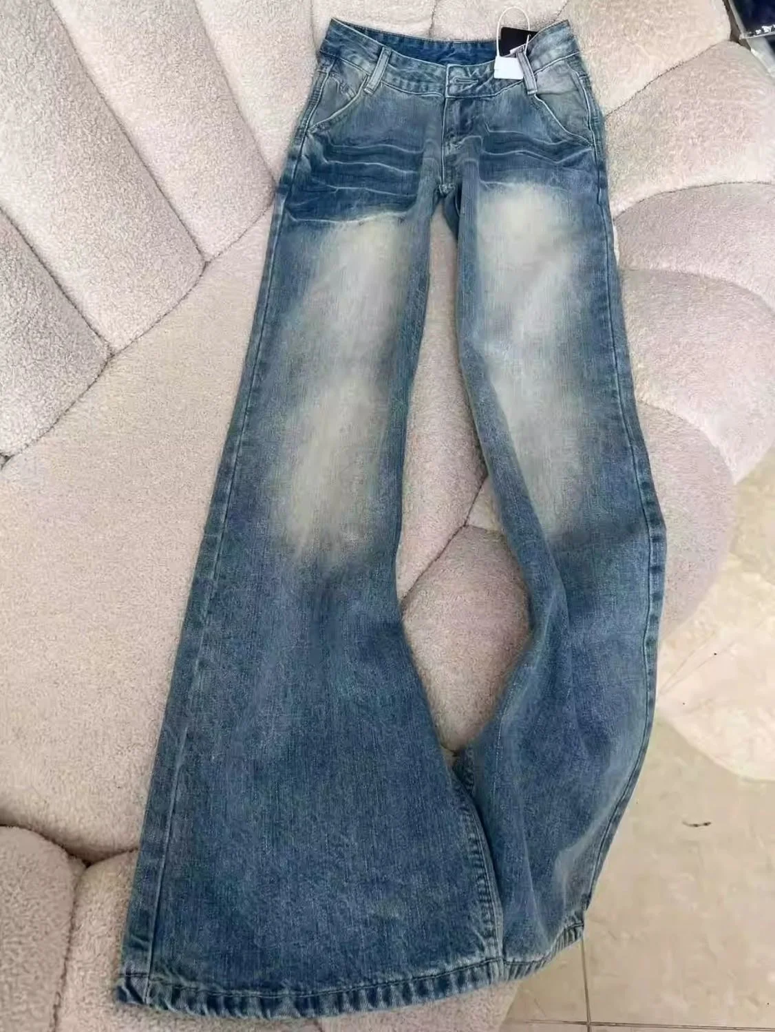 

Джинсы Bootcut, японские женские мешковатые расклешенные готические 2000S Y2K, черные для девочек, винтажные рваные корейские летние белые карго с кружевом GF