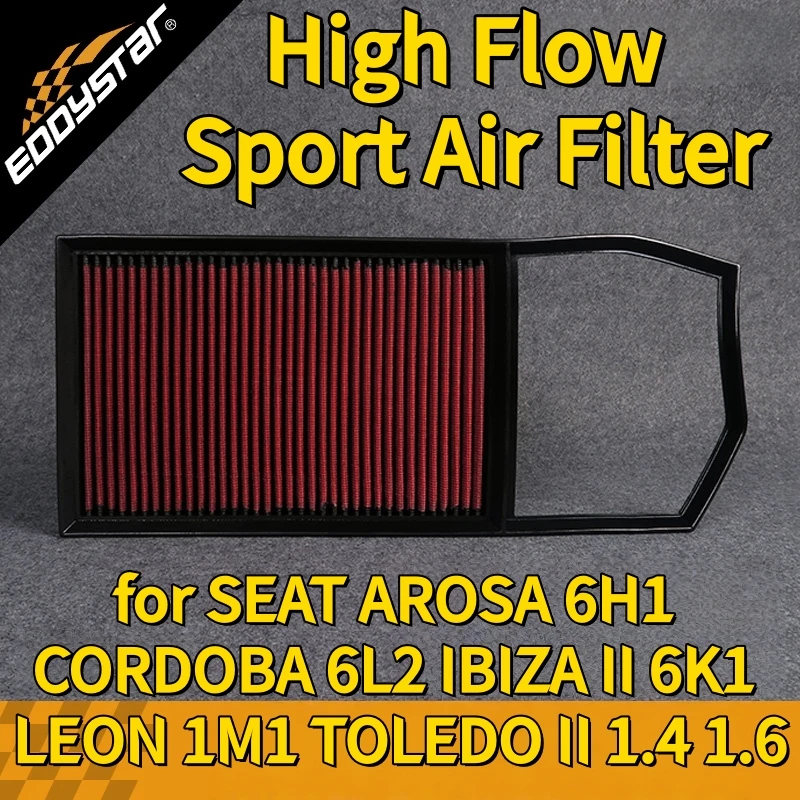 

Спортивный воздушный фильтр с высоким расходом для SEAT AROSA 6H1 CORDOBA 6L2 IBIZA II 6K1 LEON 1M1 TOLEDO II 1.4 1,6 Моющиеся гоночные впускные фильтры