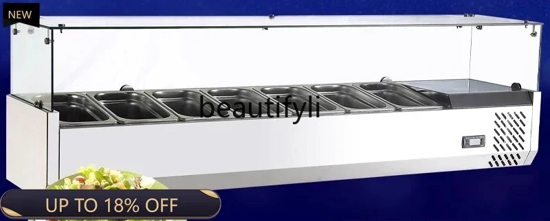 

Z189 A01 Commercial desktop refrigerated dessert display cabinet stainless steel desktop fresh-keeping cabinet, pizza table