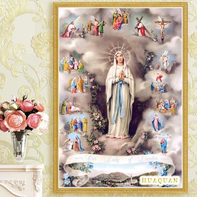 Christianity Jesus Virgin Mary Madonna Cross Stitch Kit Canvas Printing Embroidery Set DIY Needlework Home Decoration Painting