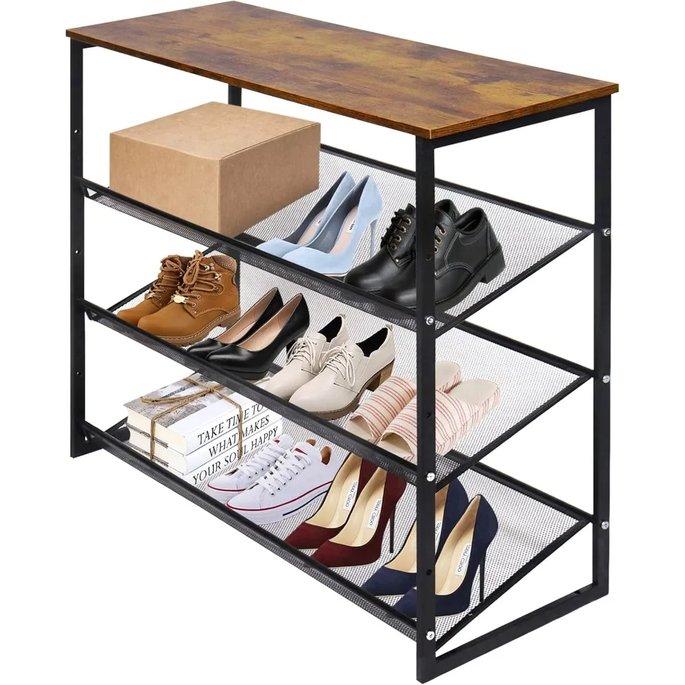 

4 Tier Shoe Storage Freestanding Organizer Modern 25.2 Inch Tilt Adjustable Shoe Rack for High Heels, Entryway, Hallway, Closet