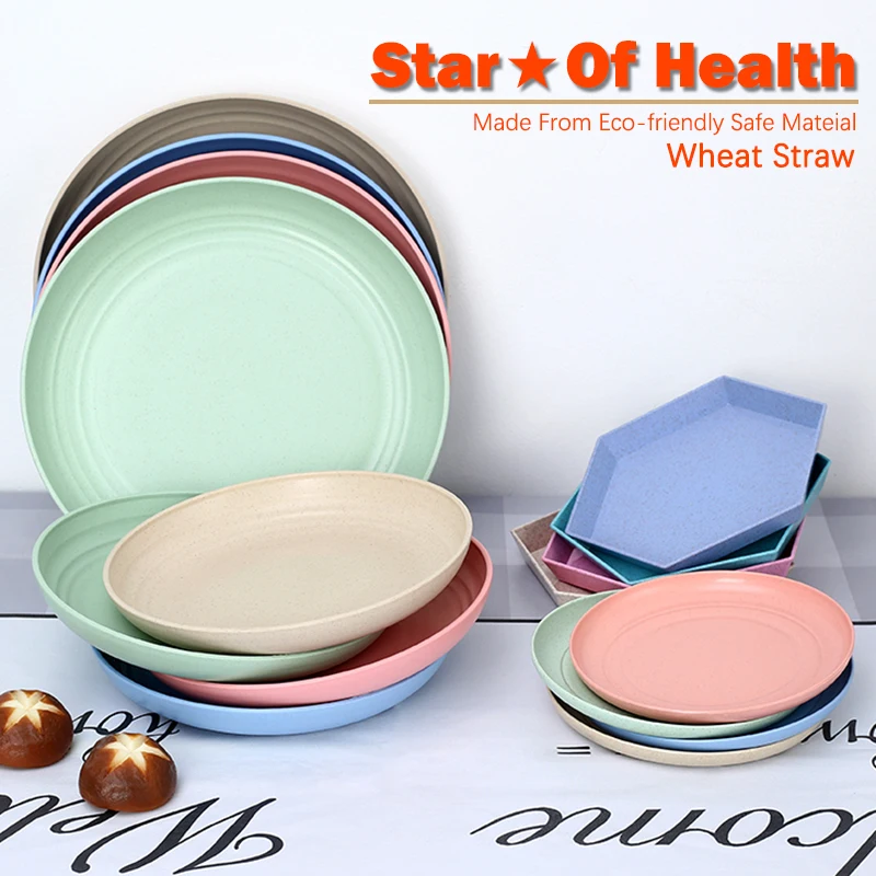 

Dinner Plates Set Wheat Straw Full Tableware Plates Kitchen Tableware Plates Set Dining Tables Eco Friendly Plates Dishes Set