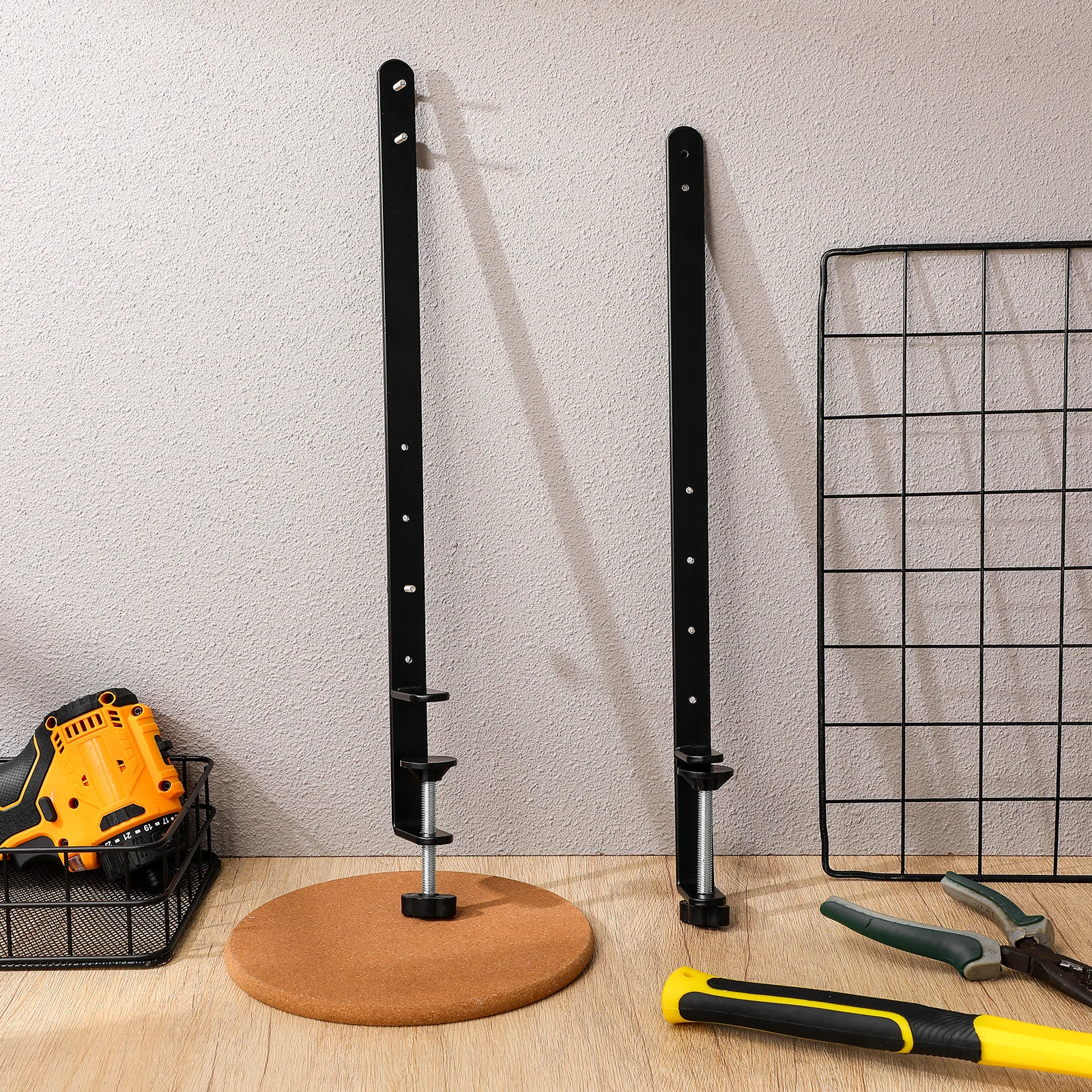 2 قطعة حامل مكتبي قابل للتعديل ارتفاع أسود قابل للتعديل سطح المكتب الجرف قوس ل Pegboards أداة خالية الإعداد طاولة قابلة للطي قضيب حامل