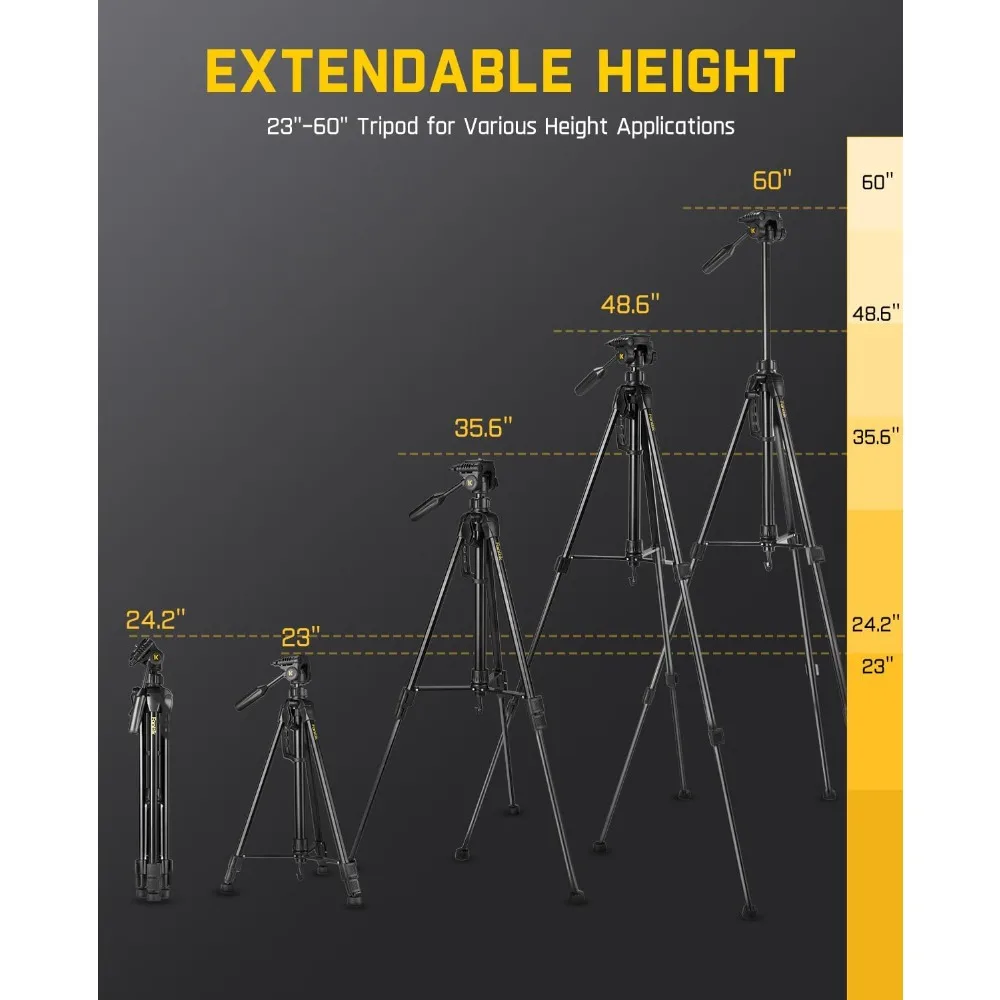 

DT1 Tripod, Laser Level Tripod with 3-Way Flexible Pan Head, Quick Release Plate with 1/4"-20 Screw Mount and Bubble Level
