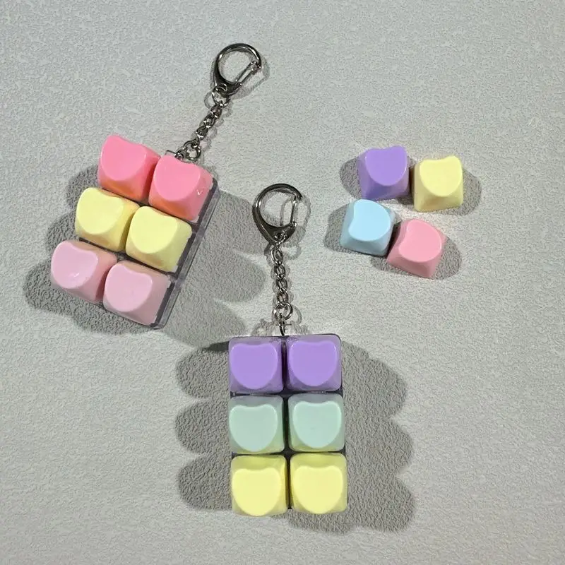 

Fidget Toy LED Keyboard Switch Tester Heart Shaped Keycaps Stress Relief Portable Keychain For Adult Anxiety Relief Press Toy