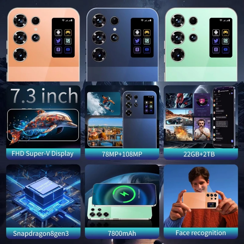 26 الترا النسخة العالمية الهاتف الذكي Snapdragon8 Gen3 16G + 1 تيرا بايت 7800mAh 78 + 108MP 4/5G شبكة هاتف أندرويد غير مقفول الأصلي