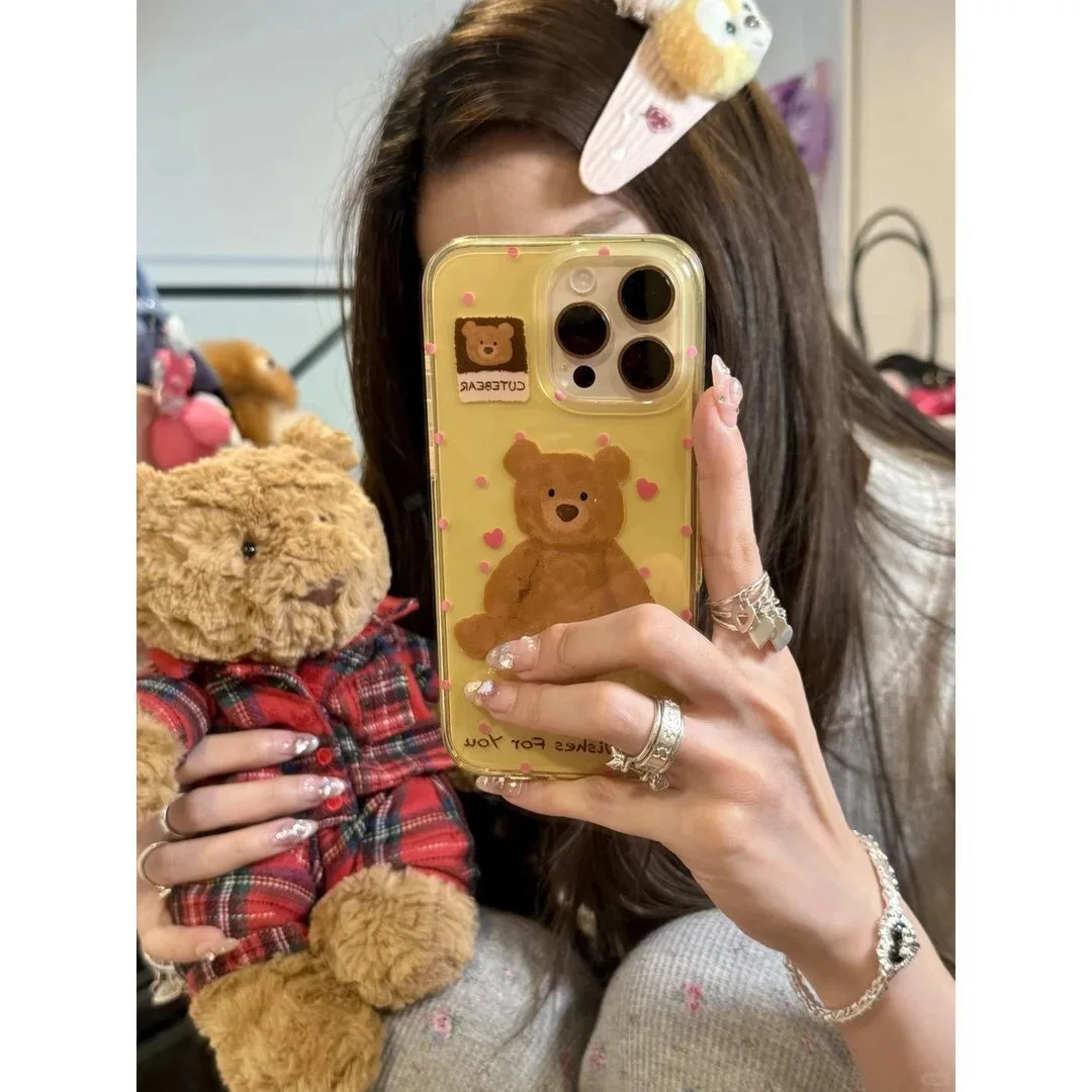 DMAWMJ-Coque de téléphone antichoc ours dessin animé mignon, coque arrière pour iPhone 16 Pro Max, 15, 14 Plus, 13, 11, 12, XR, XS, X, 7, 8 Plus