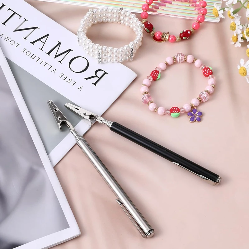 AT63-4Pieces 텔레스코픽 악어 클립 개폐식, 텔레스코픽 금속 와이어 조인트 클립 보석 고정용 개폐식 클립