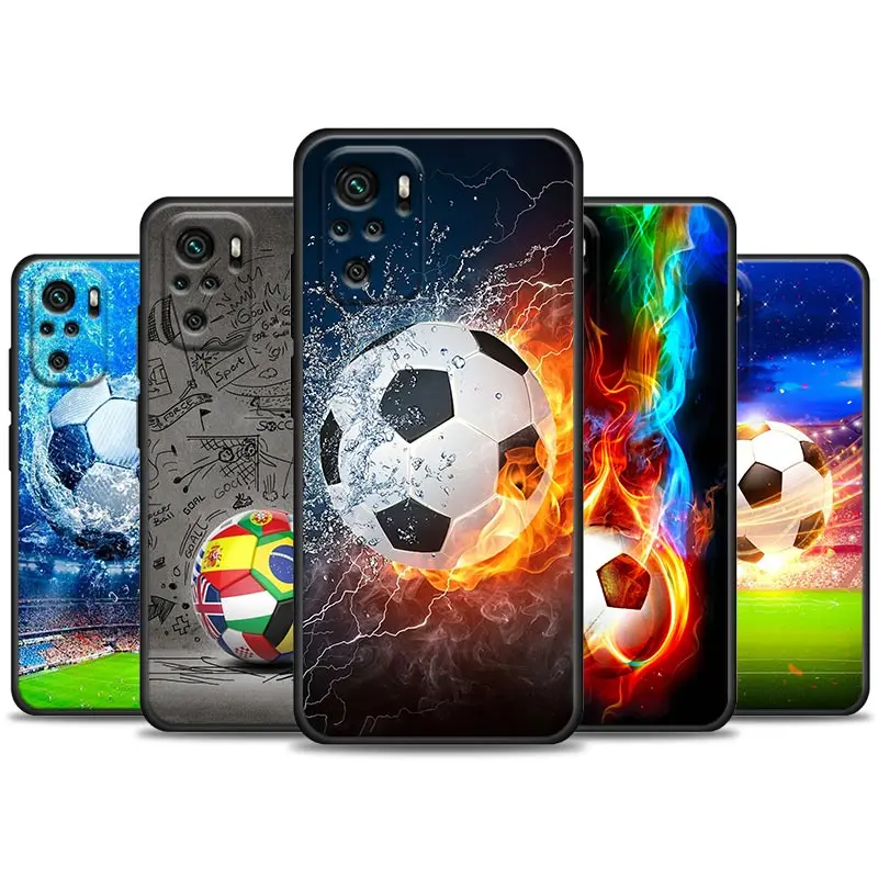 Fire Football Soccer Ball Phone Case For Xiaomi Redmi Note 11 10 9 8 Pro 9S 8A 10S 11S Soft Cover For Redmi Note 8Pro 10Pro