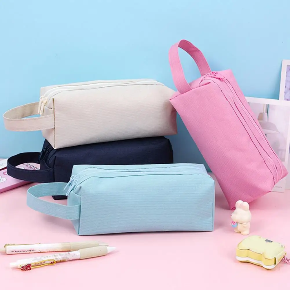 School Stationery Organizer Capacity Pencil Case with Easy Grip Handle Durable Oxford Pouch for Kids School Supplies Organizer