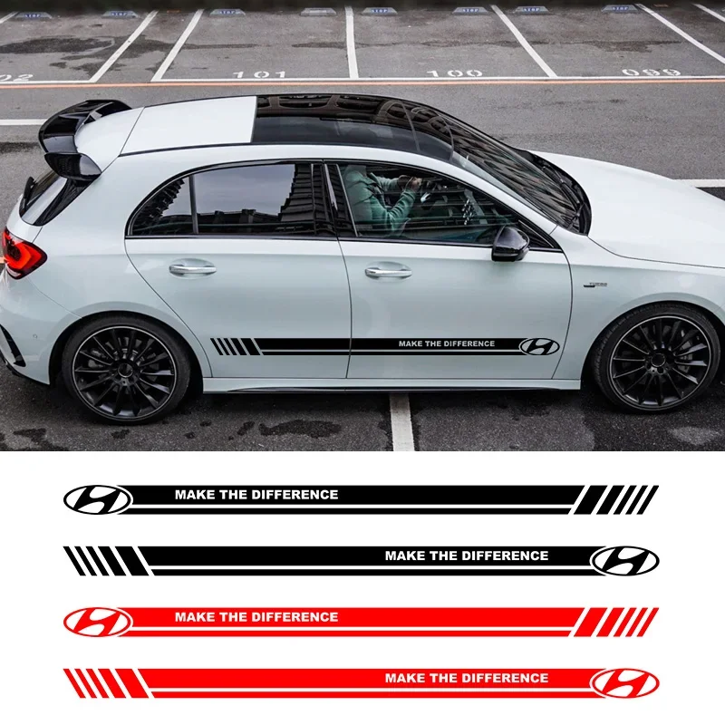 

Car Sport Styling Body Side Skirt Stripes Sticker For Hyundai Tucson Accent Elantra Santa fe Sonata I30 I40 ix25 ix35 Solaris