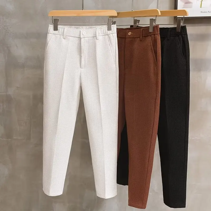 

2024 New Casual Pants Sweatpants Soft Fashion Korean Men's Pants Straight Loose Draping Woven Wide Leg Long Baggy Trousers A57