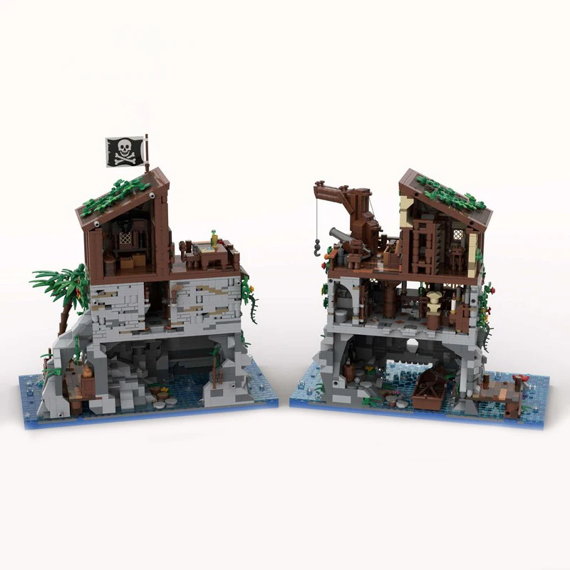 5887PCS Moc Klocki konstrukcyjne Pirate's Bay Piracka wyspa czaszki z domem Redbeards DIY Klocki konstrukcyjne Zabawki Kreatywny prezent dla dzieci