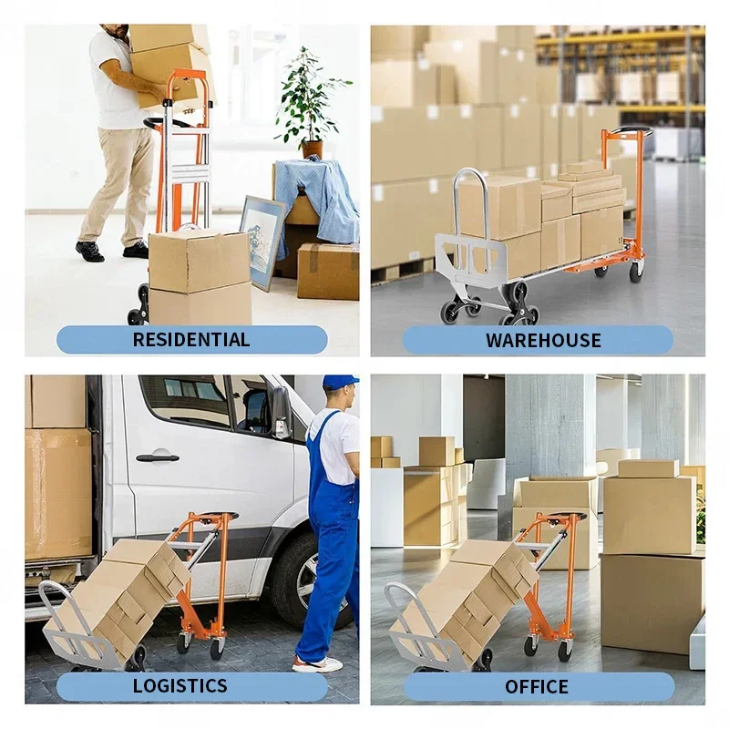 2-in-1 Industrial Multifunctional Stair-Climbing Hand Truck, Maximum Load Capacity 400KG, Foldable Hand Truck, High-Rise Transpo