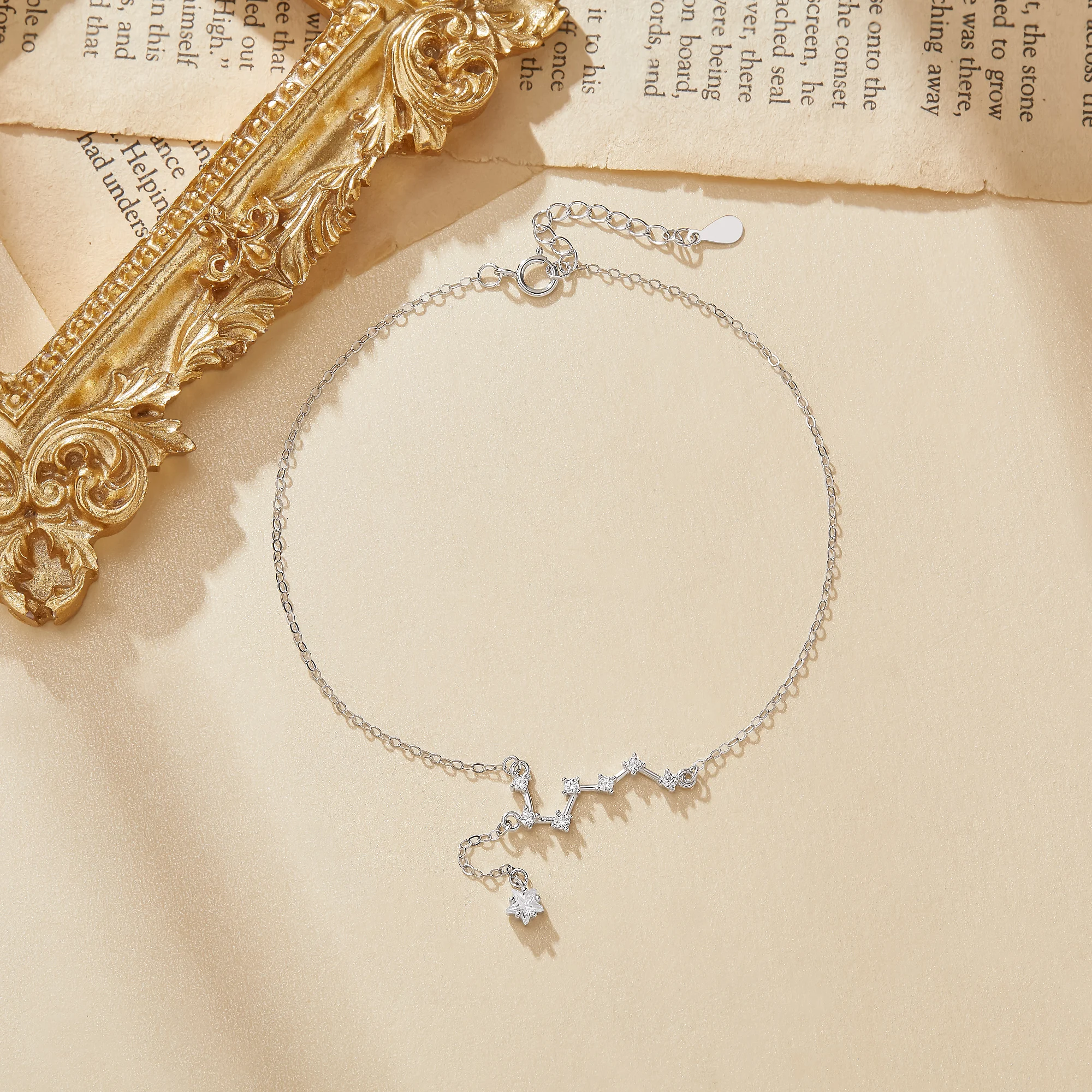 CZ Stone Big Dipper Charm Anklet Bracelet 925 Sterling Silver Anklet Adjustbale Foot Chain Dainty Birthday Gift 6690093