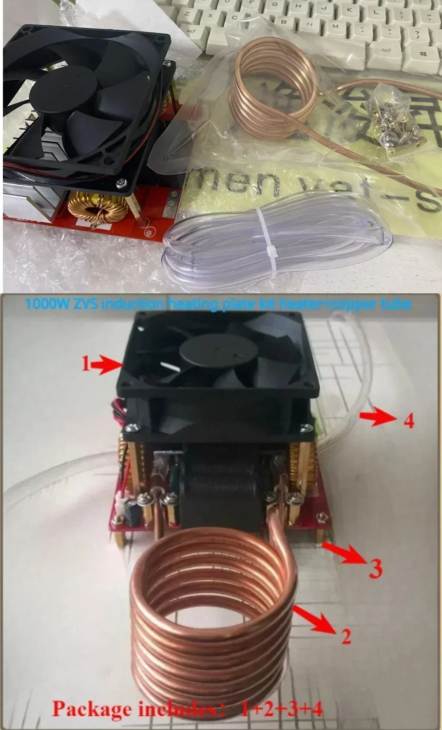 1000W ZVS Induction Heating Module Low‑Voltage Flyback Driver Board with Copper Coil for DIY Metal Parts Hardening Annealing
