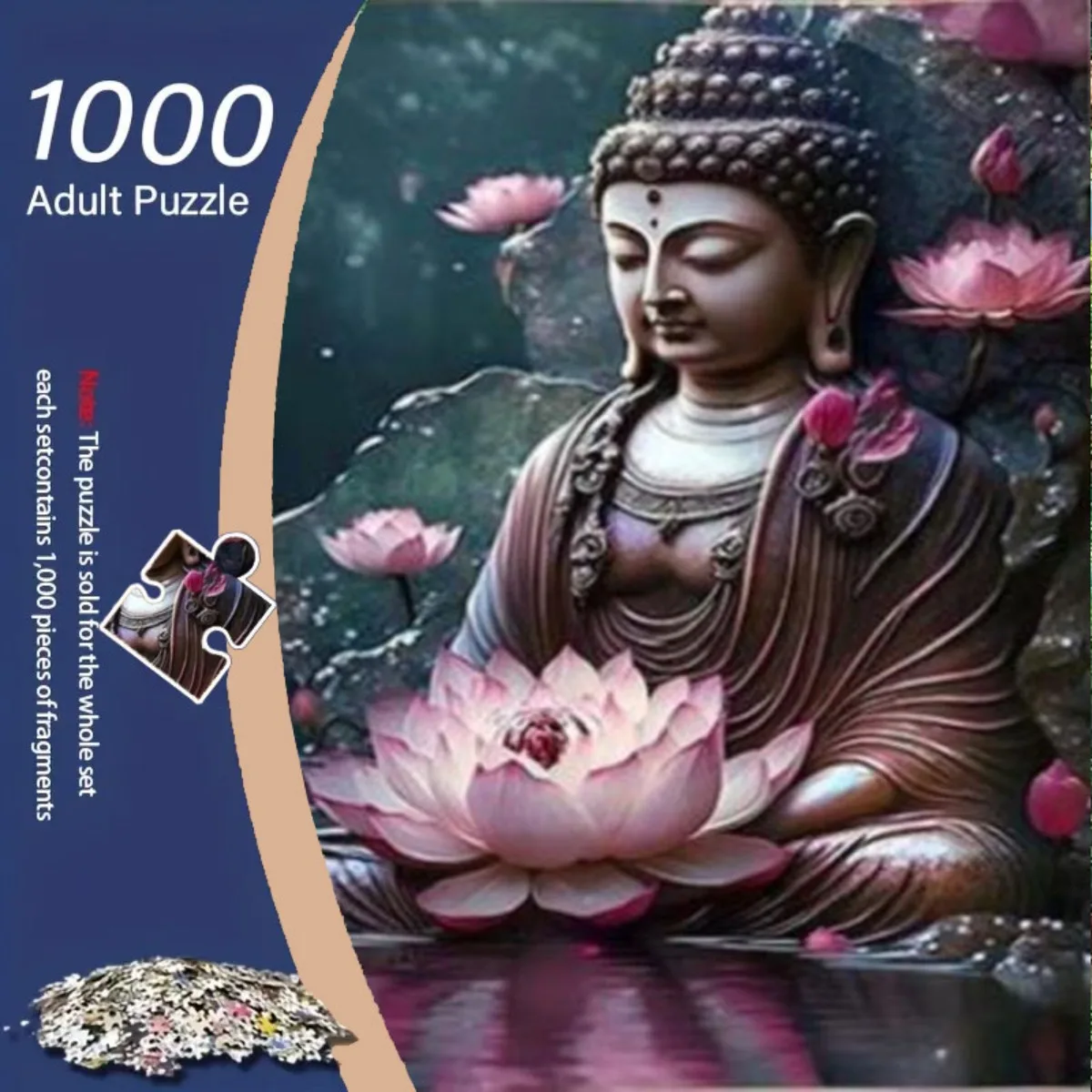 

1000 шт. головоломка дзен с цветочным рисунком лотоса и воды — безрамный, пригодный для вторичной переработки картон, удобный для начинающих, портативный, идеально подходит для
