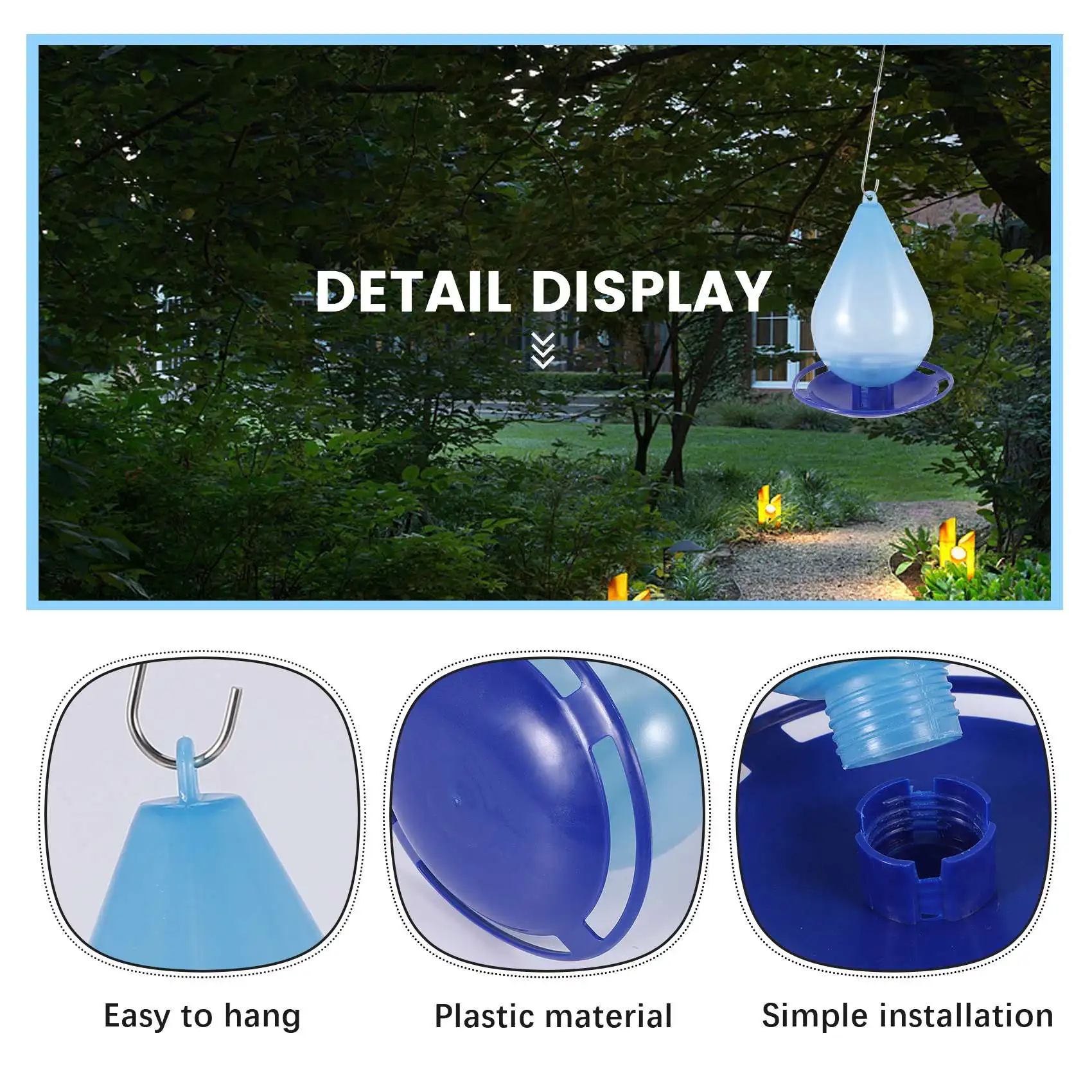 DT15 Automatic Bird Water Feeder Droplet Shaped Bird Waterer Easy Hanging with Hook for Garden Wild Birds