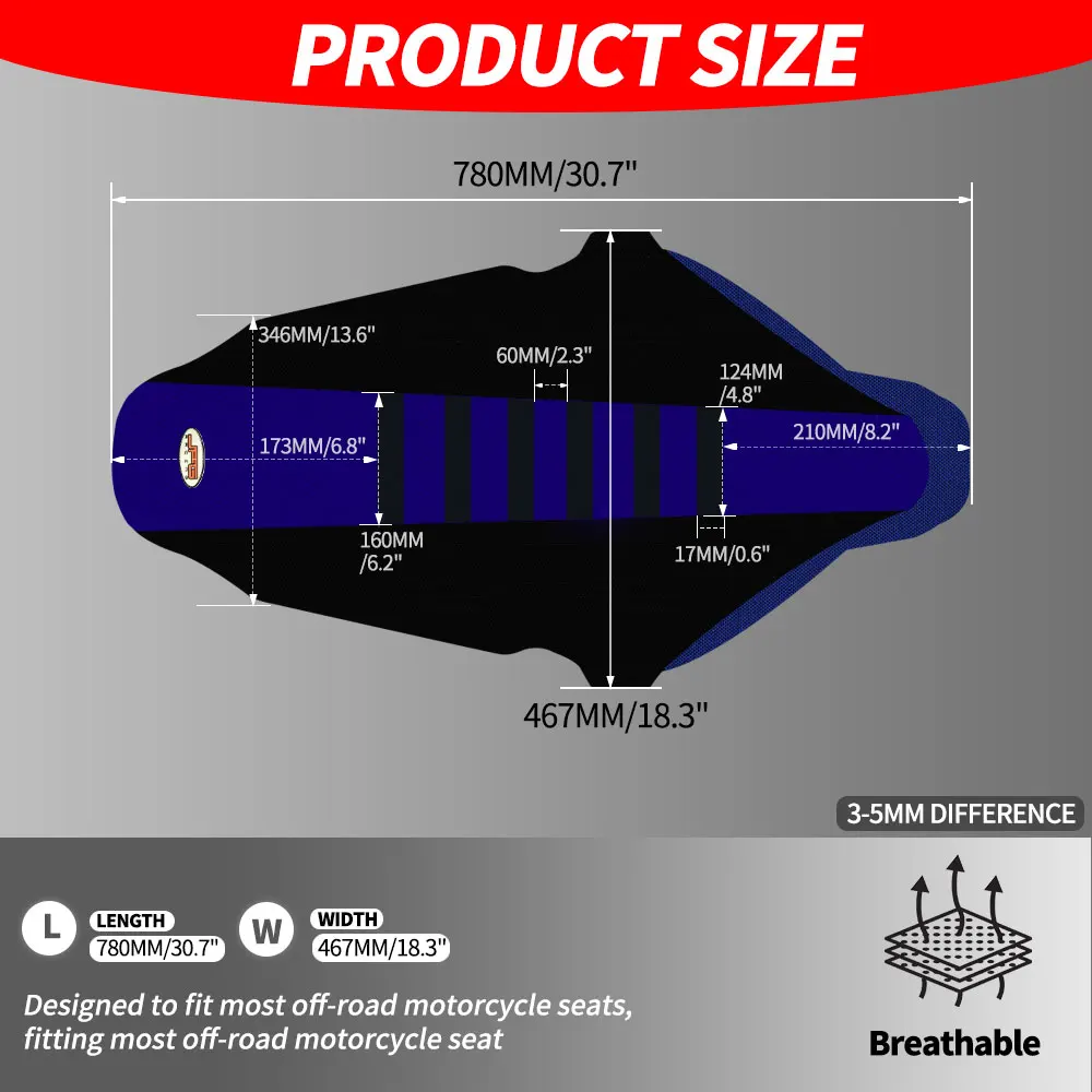 Housse de siège de moto pour Yamaha YZ125 YZ250 2002 – 2019, accessoires de vélo électrique tout-terrain, coussin de sièges de moteur de Motocross bleu